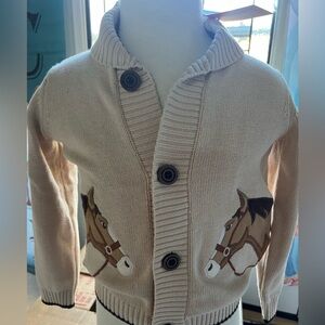 NWT Gymboree Boys embroidered horse shawl collar cardigan. 4T